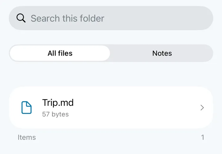 The Files tab in ChromVoid on iPhone with a document in the vault